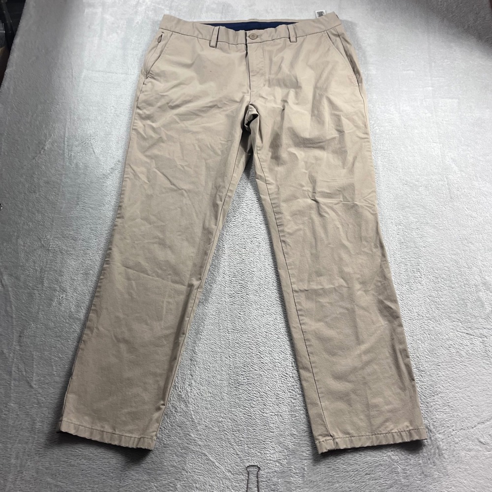 Vineyard Vines On-The-Go Pants Mens 36x30 Khaki Tan Performance Chino Stretch
